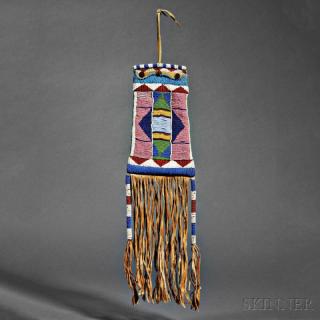 Appraisal: Ute Beaded Hide Pipe Bag c last quarter th century