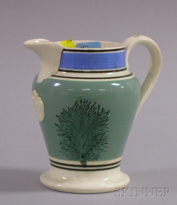 Appraisal: Seaweed Decorated Mochaware Footed Jug ht in Provenance Rickard collection