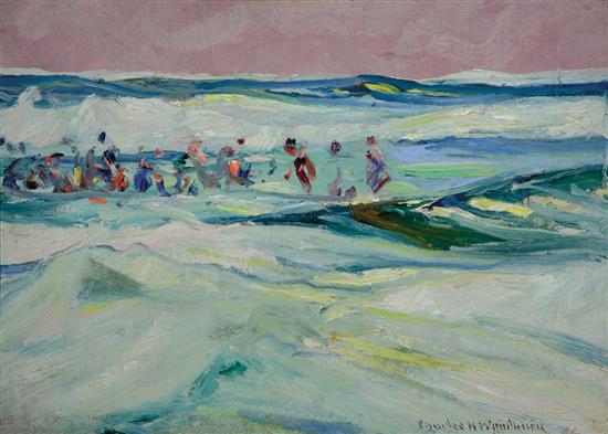 Appraisal: CHARLES H WOODBURY American - The Bathers Surf oil on