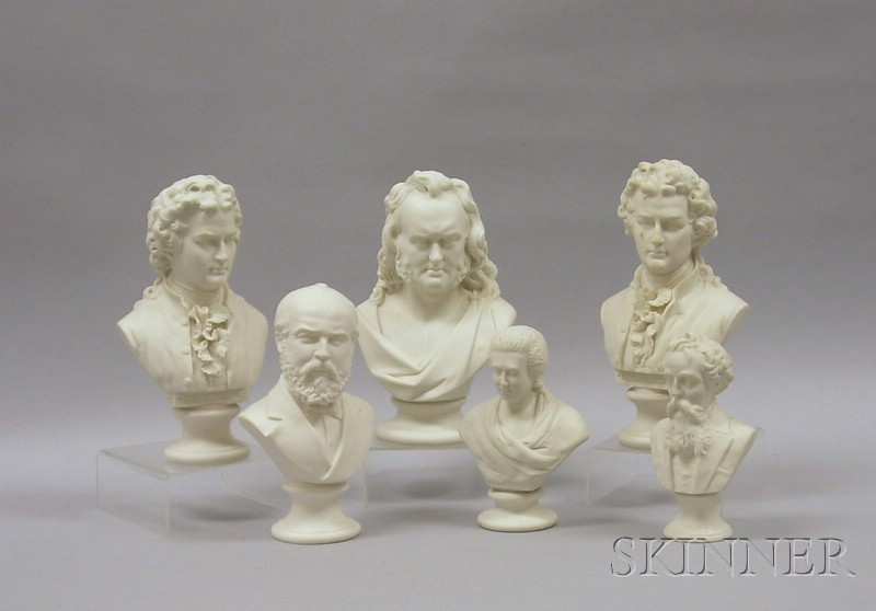 Appraisal: Six Parian Historical and Character Busts including a pair of