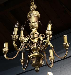 Appraisal: Continental style patinated and partial gilt tiered chandelier Continental style