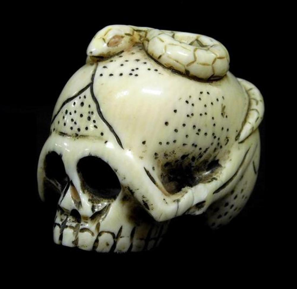 Appraisal: ASIAN Netuske Japanese th th C ivory a memento mori