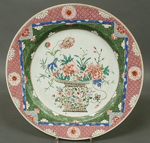 Appraisal: - Large Chinese export porcelain Famille Rose charger th c