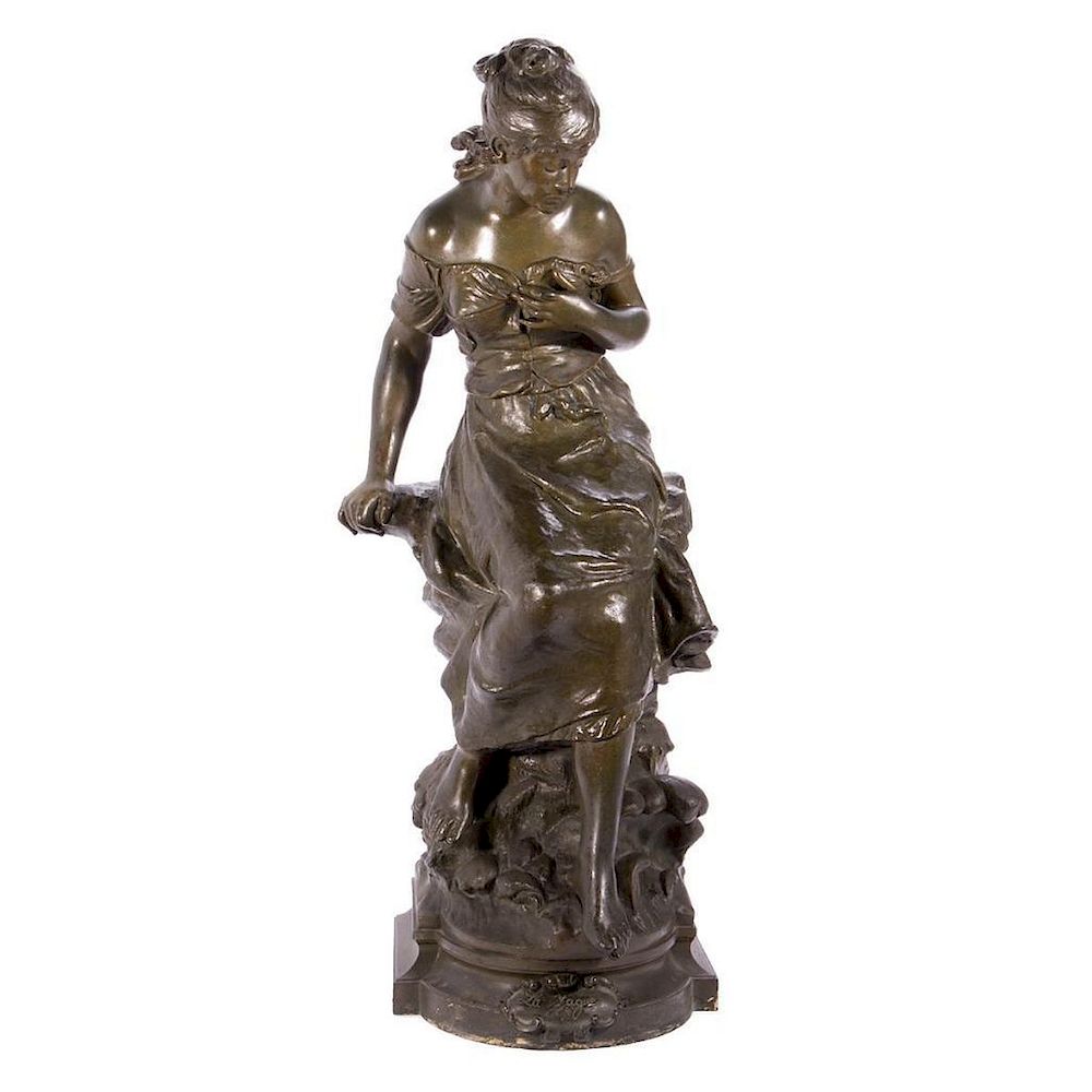 Appraisal: Bronze Figure La Vague by A Moreau Bronze female figure