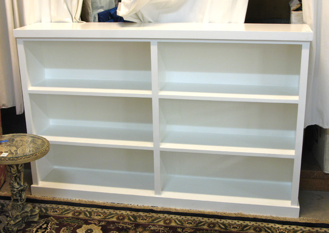 Appraisal: POTTERY BARN WHITE WAINSCOTT BOOKCASE divided into left and right