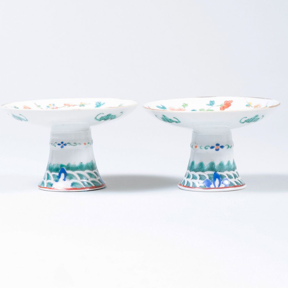 Appraisal: Pair of Chinese Famille Rose Tazza x in diam Property