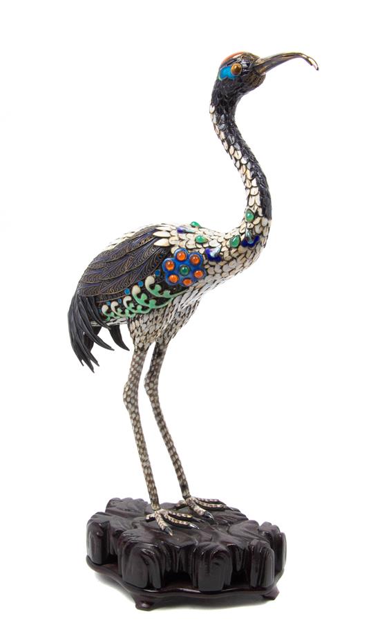 Appraisal: Sale Lot An Enameled Ornithological Figure depicting a stork on