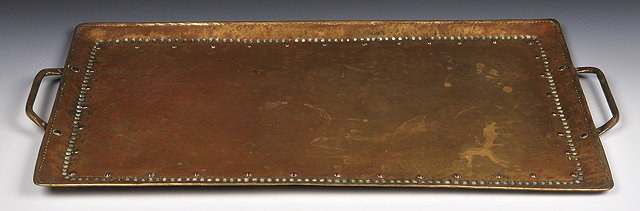 Appraisal: AN ARTS AND CRAFTS COPPER AND BRASS TRAY stamped JP