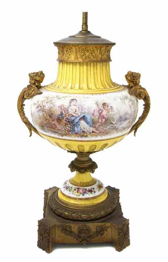 Appraisal: A Sevres Style Porcelain and Gilt Bronze Mounted Urn of