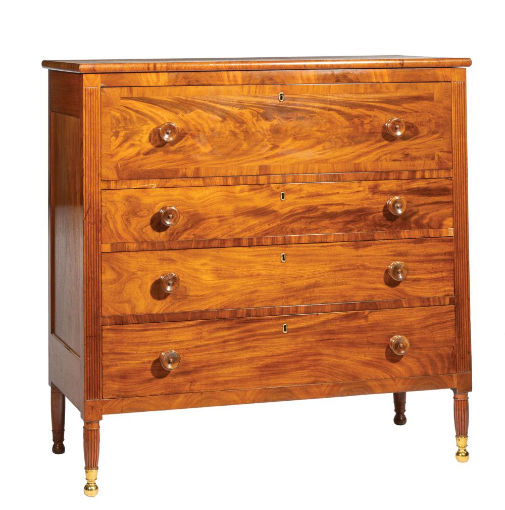 Appraisal: American Classical Mahogany Chest early th c reeded stiles four