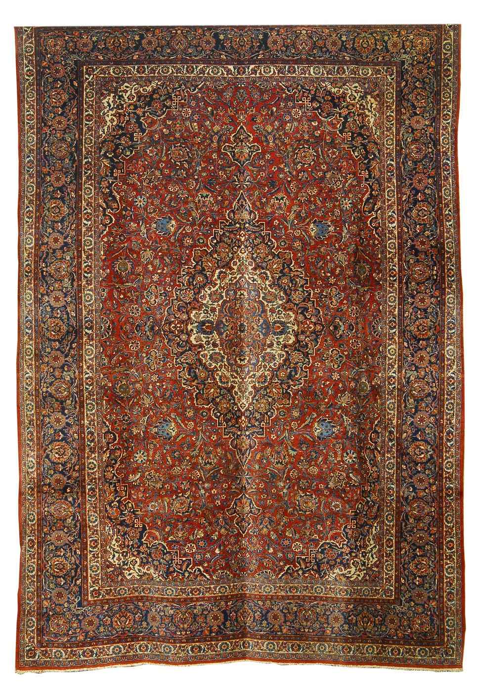 Appraisal: ORIENTAL RUG KESHAN ' x ' '' Pendant medallion of