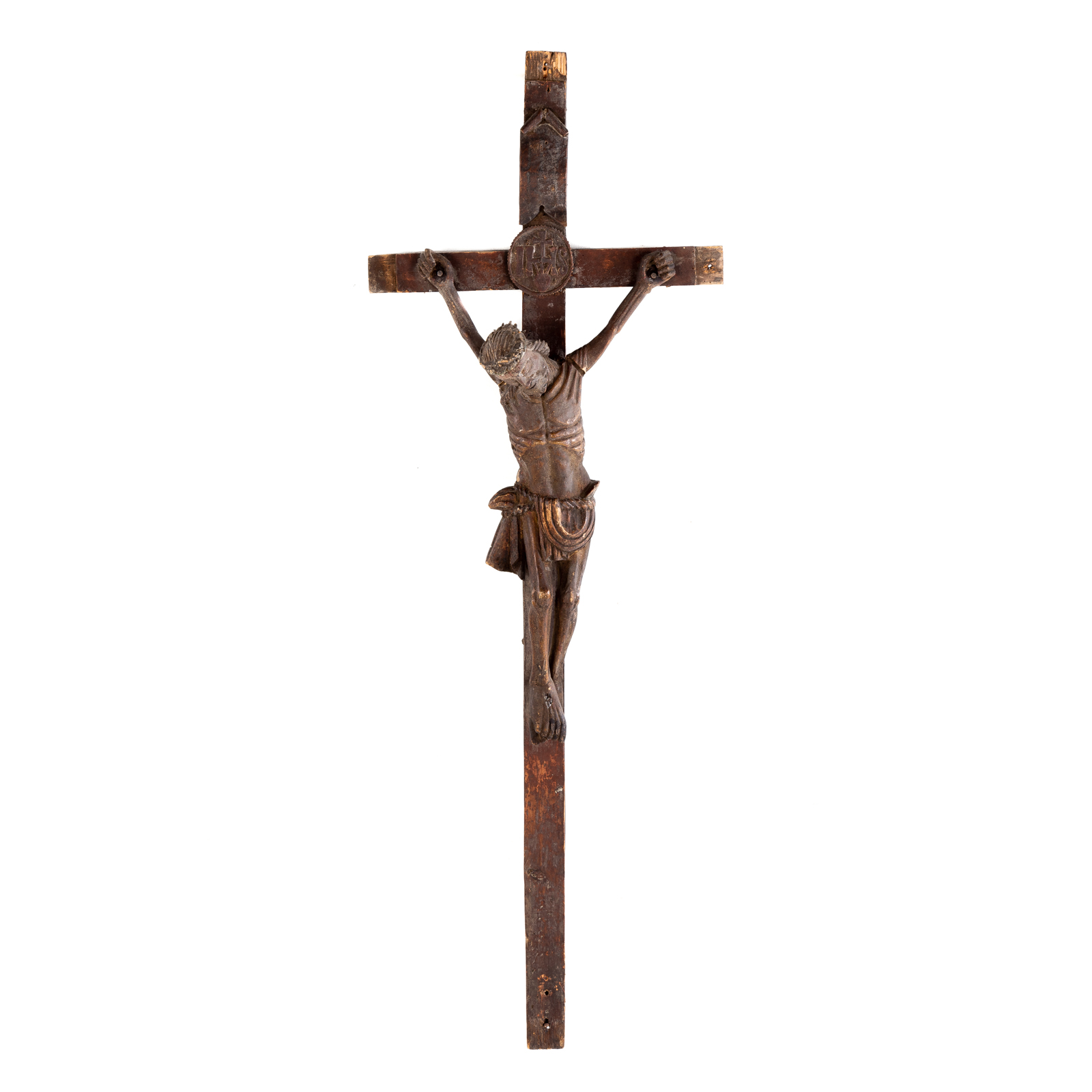 Appraisal: LITHUANIAN CARVED LIME WOOD CRUCIFIX th century or earlier having