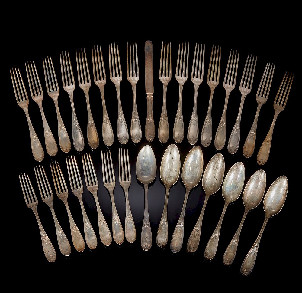 Appraisal: Assembled Set of Coin Silver Flatware ozt Assembled set of