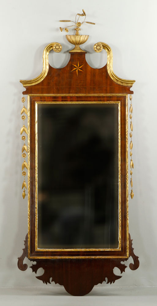 Appraisal: - Federal Scroll Top Mirror Federal scroll top mirror c