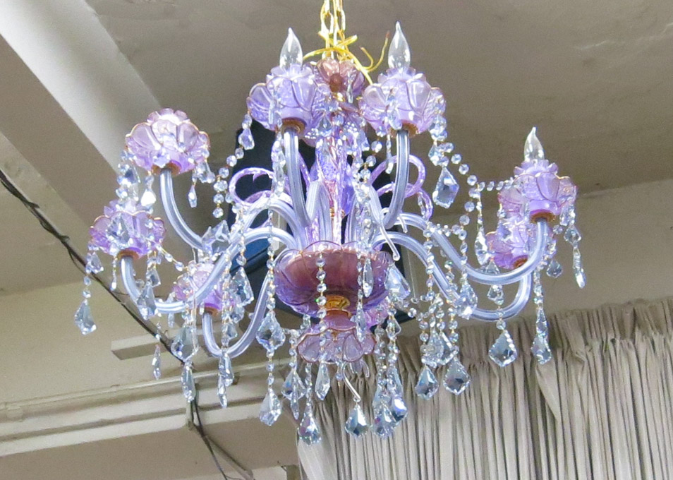 Appraisal: EIGHT-LIGHT MURANO GLASS CHANDELIER hand crafted in -tone violet pressed