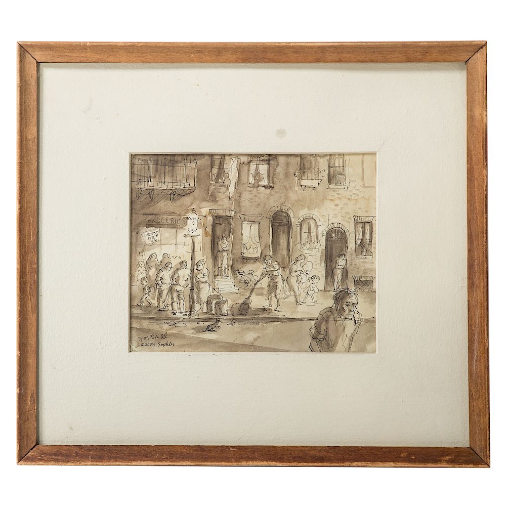 Appraisal: Aaron Sopher Baltimore Street Scene ink and wash American -