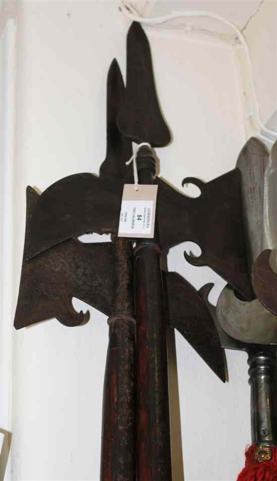 Appraisal: Two late th century continental iron halberds with pine shafts