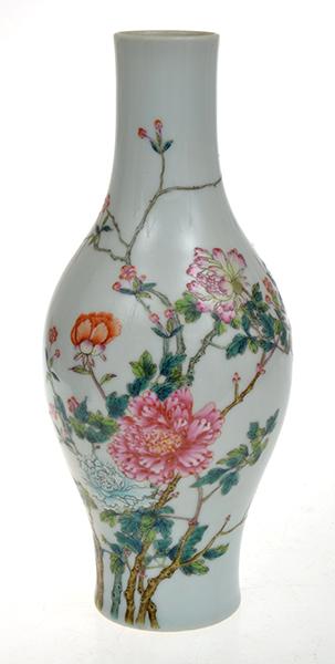 Appraisal: CHINESE ENAMELLED FAMILLE ROSE BOTTLE VASE WITH SIX CHARACTER YONGZHENG