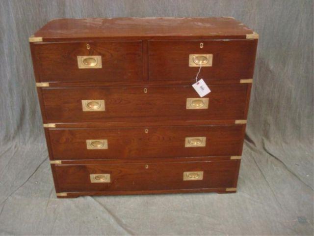 Appraisal: Campaign Chest with Brass Trim Two drawers over three Dimensions