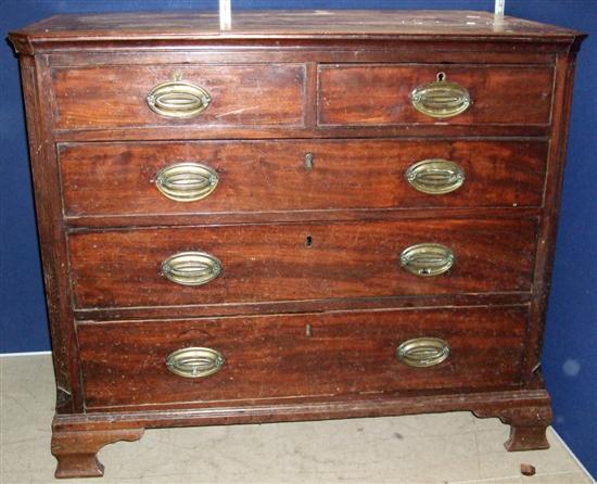 Appraisal: George III mahogany chest with reeded column corners two short