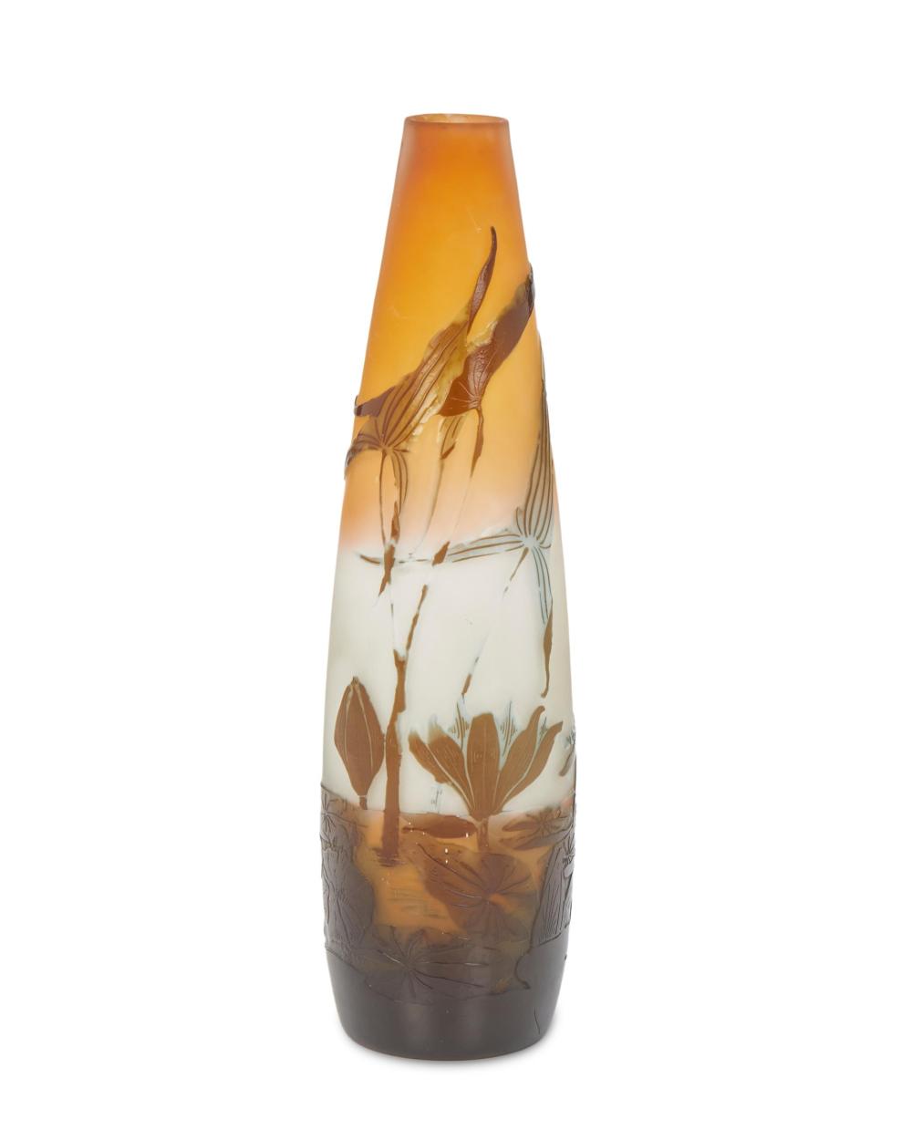 Appraisal: A Gall cameo glass Pond Lily vase Late th early