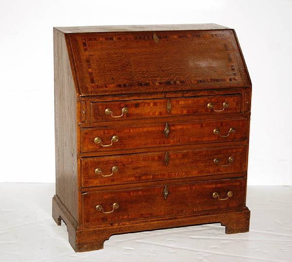 Appraisal: A George III style inlaid mahogany slant front desk height