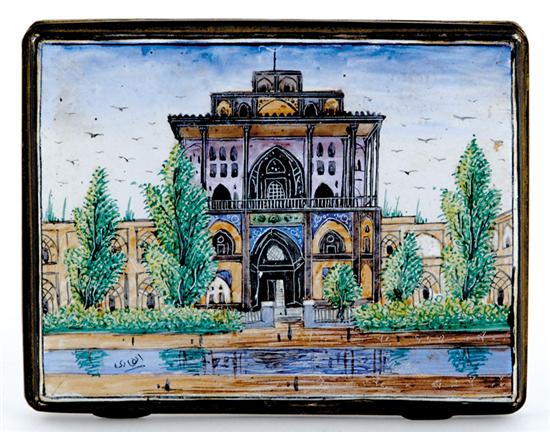 Appraisal: Mideastern enameled cigarette case early th century hinged case decorated