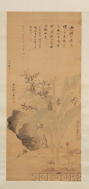 Appraisal: Hanging Scroll th century ink and slight color on paper