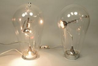 Appraisal: Pr LUMINAIRE Space Magnet Lamps Light bulb form glass shades