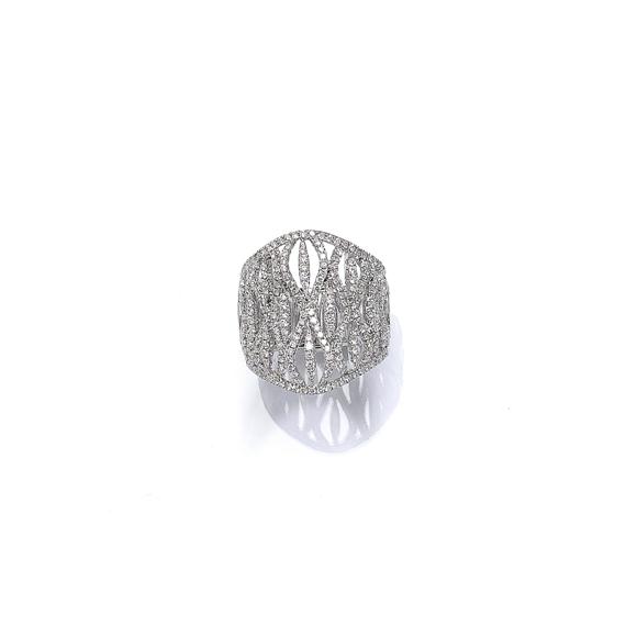 Appraisal: A DIAMOND RING White gold Decorative band ring the pierced