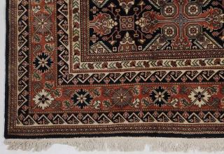 Appraisal: Persian Carpet repeating designs on cobalt field ivory salmon and