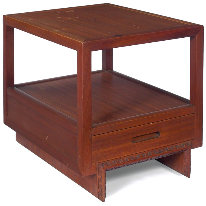 Appraisal: Frank Lloyd Wright side table manufactured by Heritage Henredon rectangular