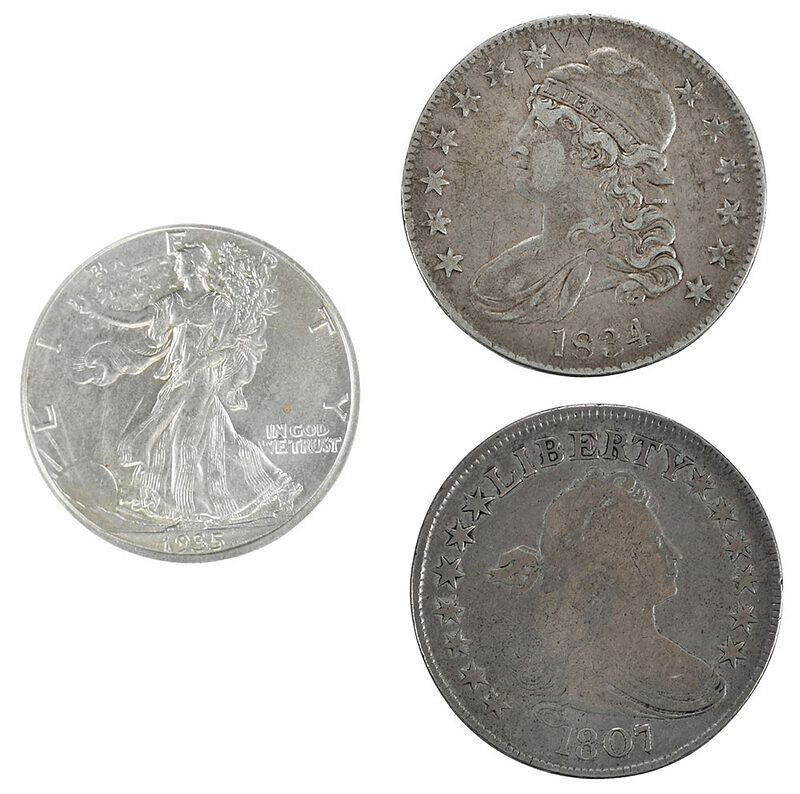 Appraisal: Three Half Dollars Variety of Types draped bust Overton- late