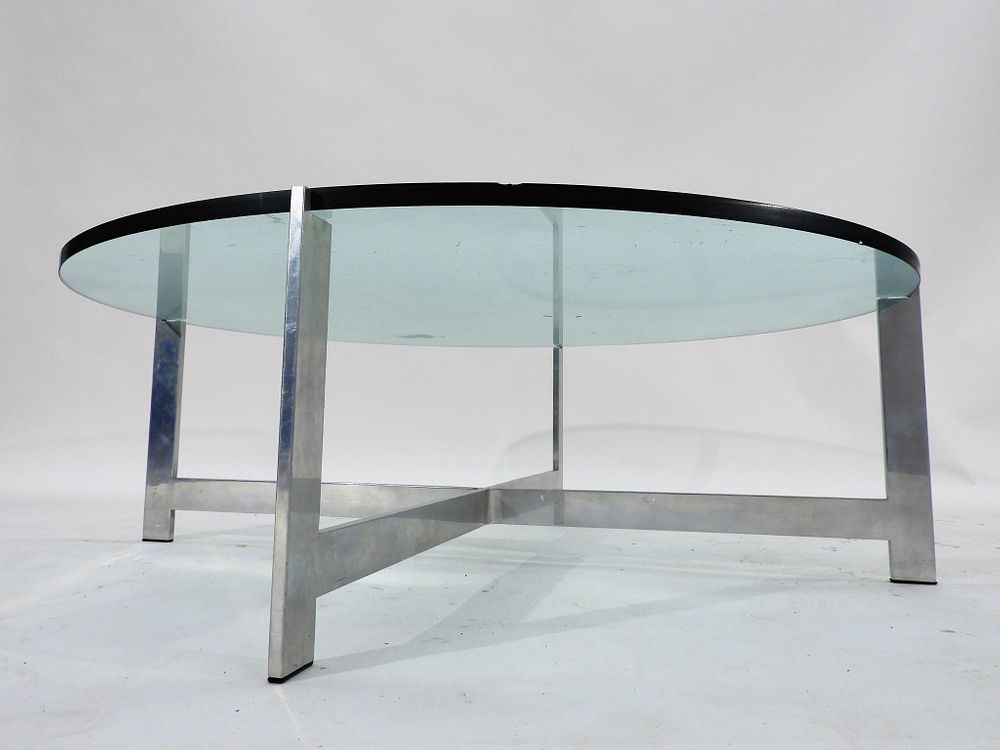 Appraisal: Mies van der Rohe Glass Aluminum Coffee Table Ludwig Mies