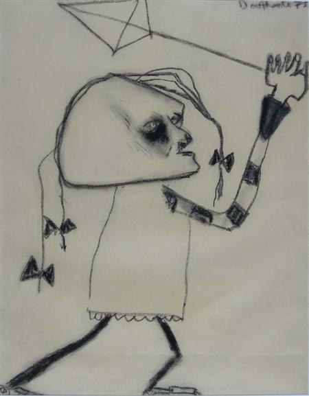 Appraisal: PAT DOUTHWAITE SCOTTISH - GIRL WITH A KITE Signed and