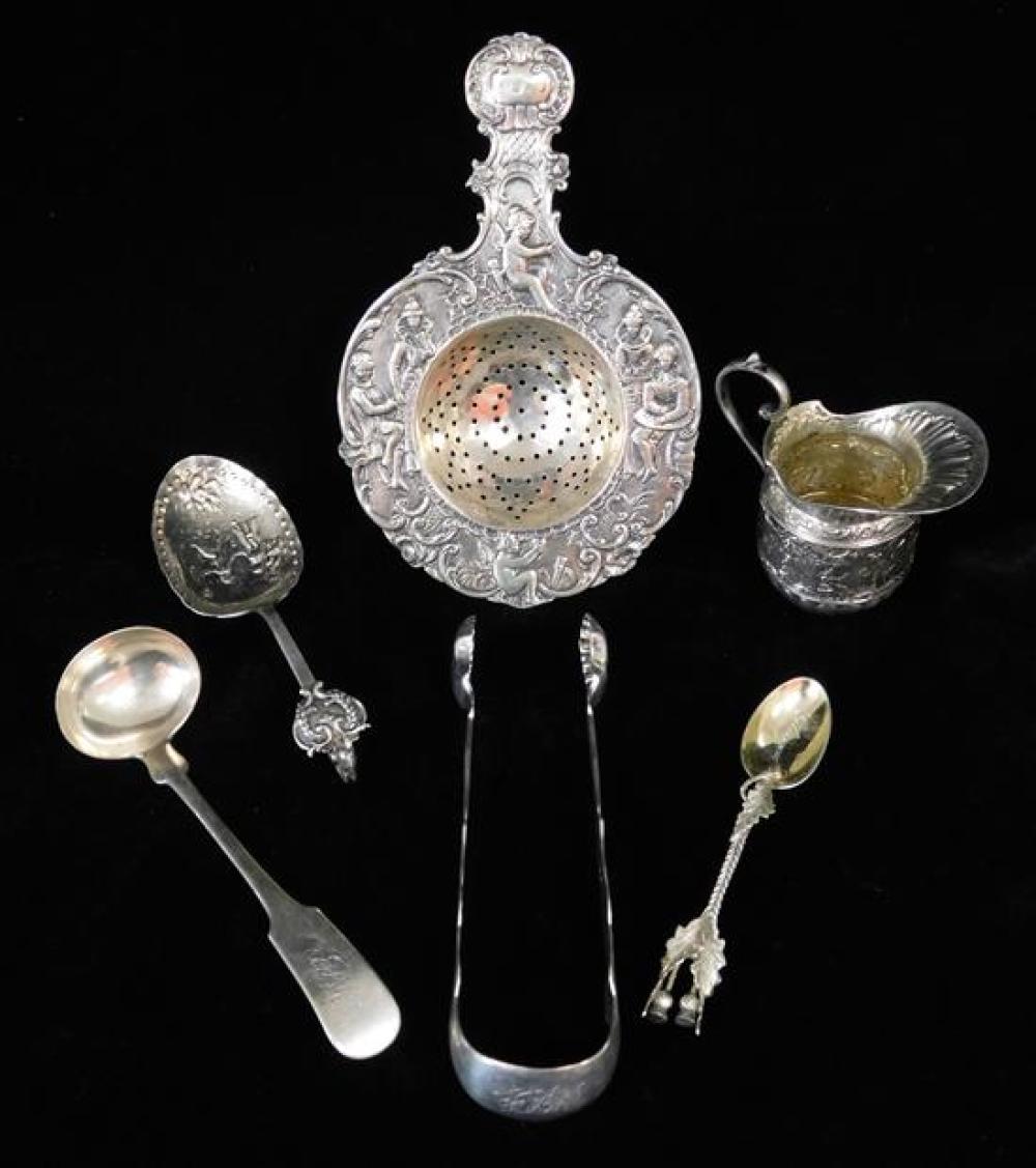 Appraisal: SILVER English and Continental silver six pieces all tested silver