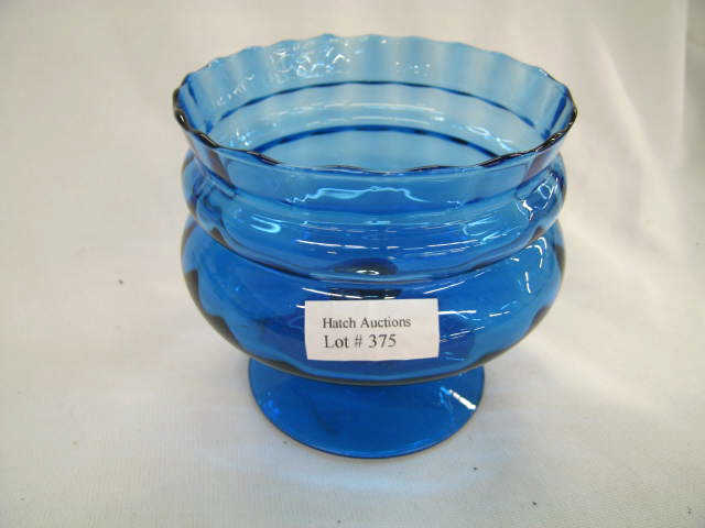 Appraisal: Blue Art Glass Compote Attributed to Steuben