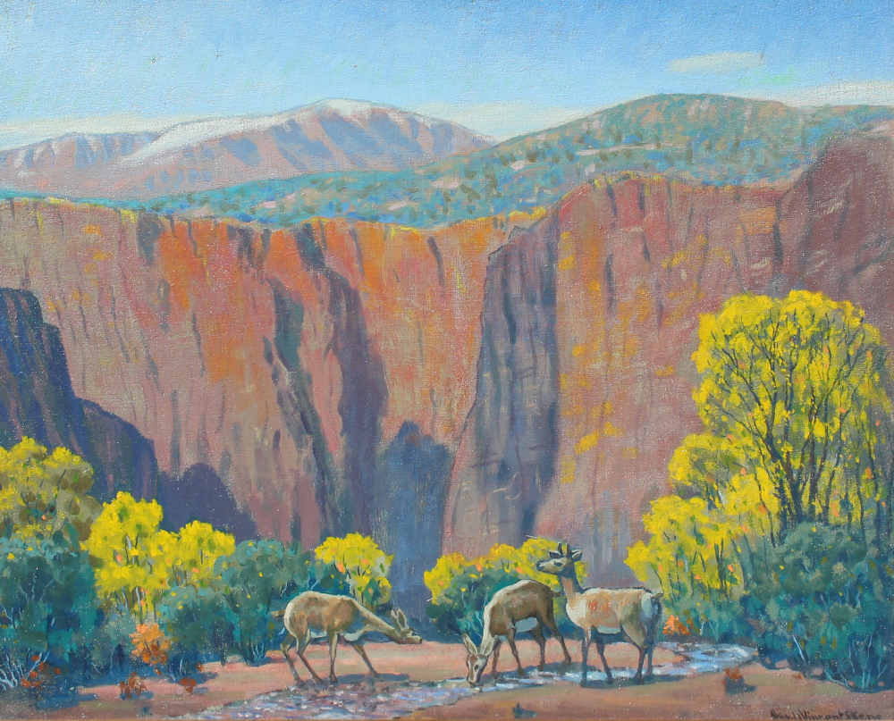 Appraisal: SKENE Harold American - ''Black Canyon'' Oil Canvas Masonite ''