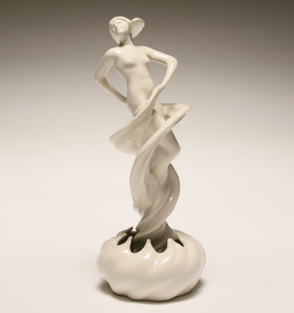 Appraisal: Cowan 'Swirl Dancer' art pottery flower frog with female nude