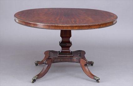 Appraisal: REGENCY INLAID AND CARVED MAHOGANY CENTER TABLE The tilting top