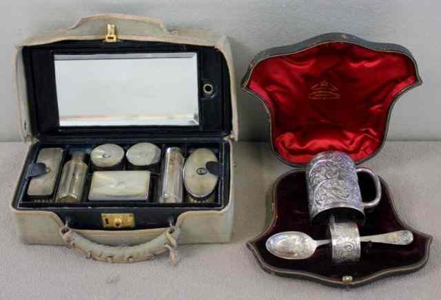 Appraisal: STERLING Piece Set in a Leather PresentationCase with an Silver