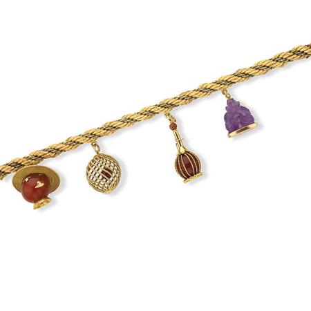 Appraisal: Two-Color Gold Charm Bracelet Estimate -