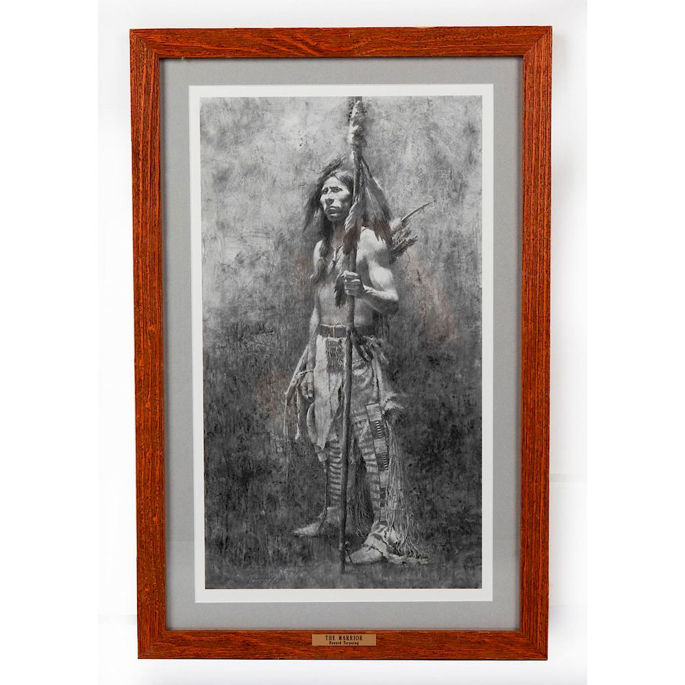 Appraisal: NATIVE AMERICAN TRIBAL FRAMED SIGNED ART PRINT POSTER By artist