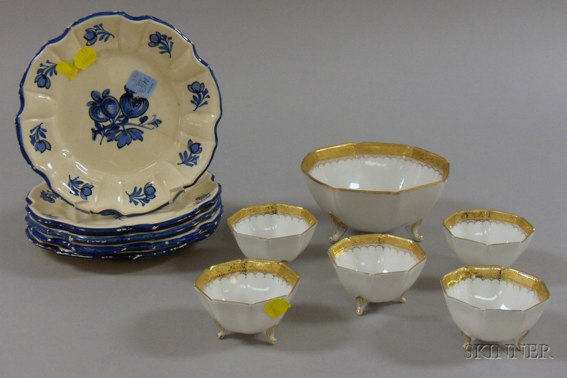 Appraisal: Five Italian Blue and White Floral Plates and Six Nippon