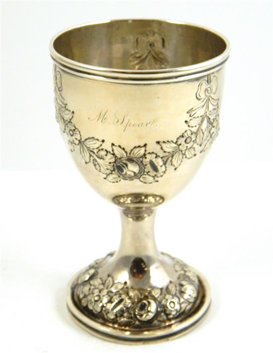 Appraisal: COIN SILVER goblet Fessenden Newport RI American th C floral