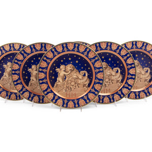 Appraisal: Seven Versace Porcelain Christmas Chargers Manufactured by Rosenthal Diameter inches