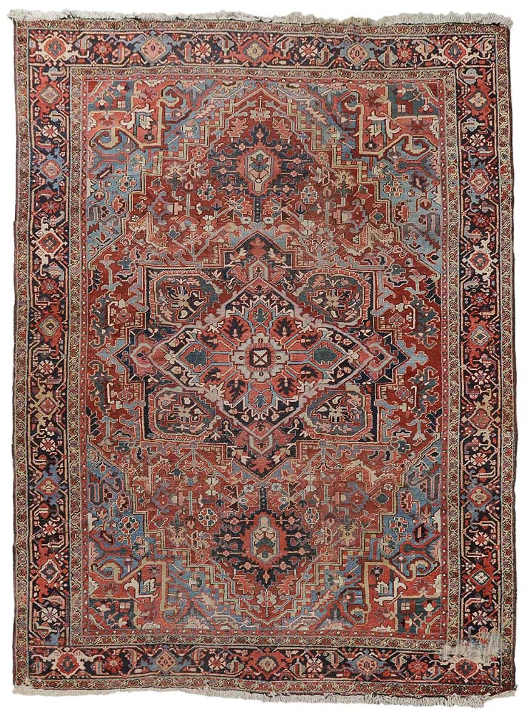 Appraisal: Heriz Carpet Persian mid th century typical central medallion on