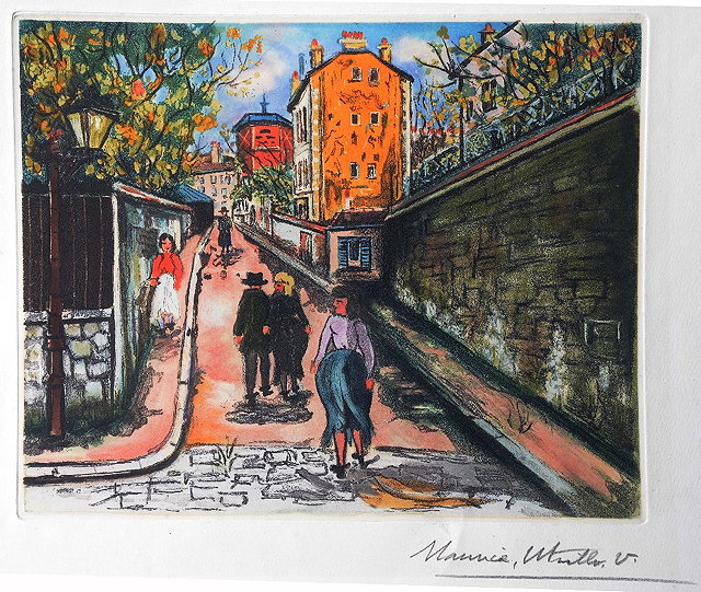 Appraisal: MAURICE UTRILLO - 'La Rue Norvins a Montmartre' etching with