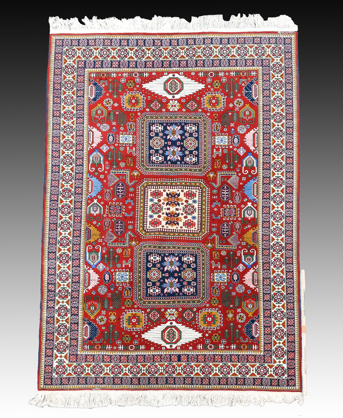 Appraisal: LARGE INSCRIBED AZERBAIJAN CAUCASIAN PERSIAN CARPET Signed Azarbaycah for Azerbaijan