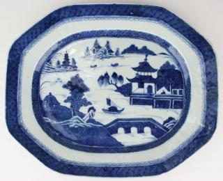 Appraisal: Chinese Canton Blue And White Export Porcelain Platter x